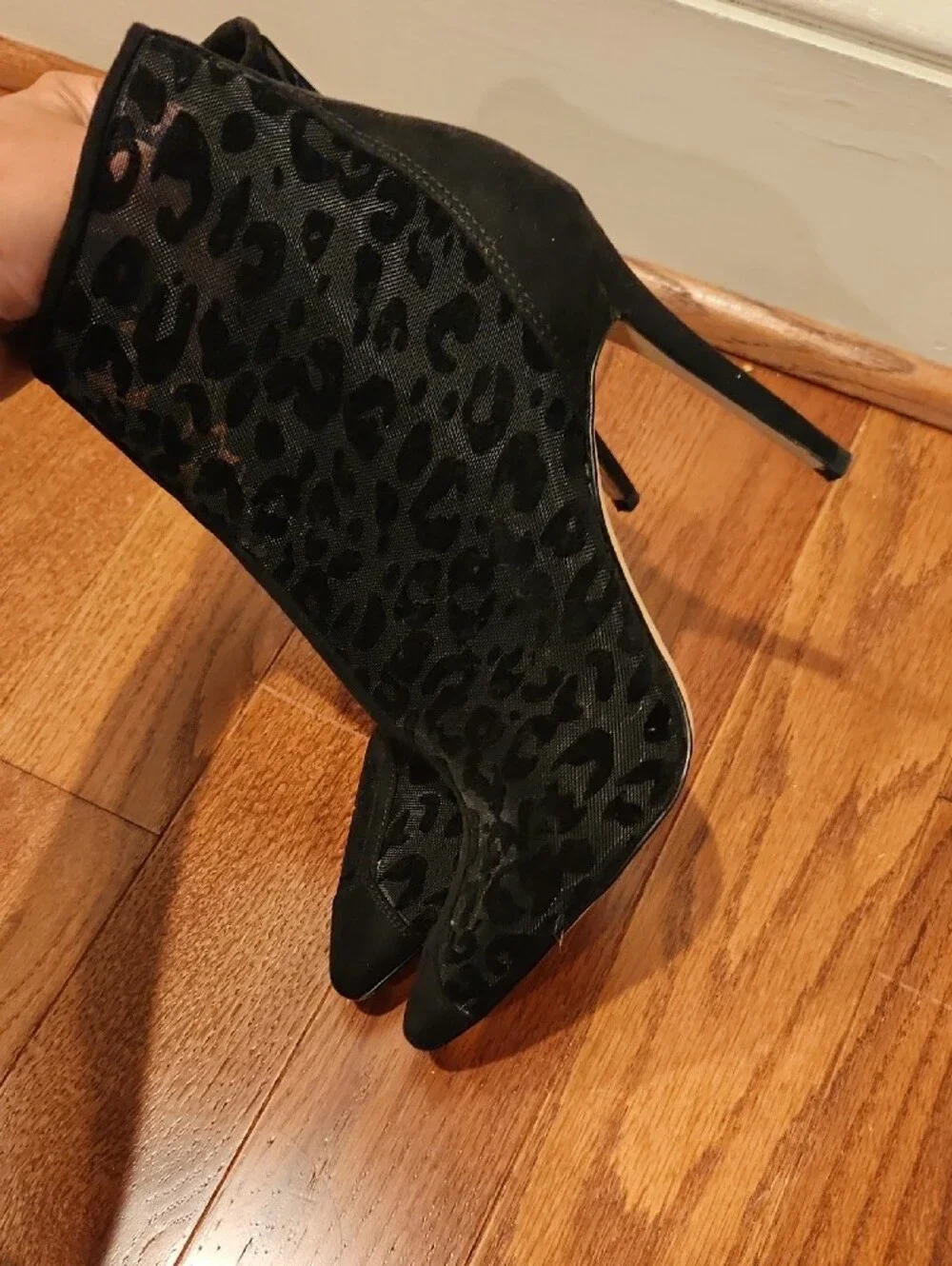 Jessica Simpson Black Leopard Mesh Ankle Booties